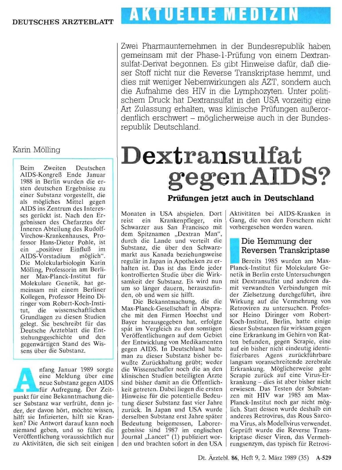 Vorschauseite 1: Dextransulfat gegen AIDS? Prüfungen jetzt auch in Deutschland