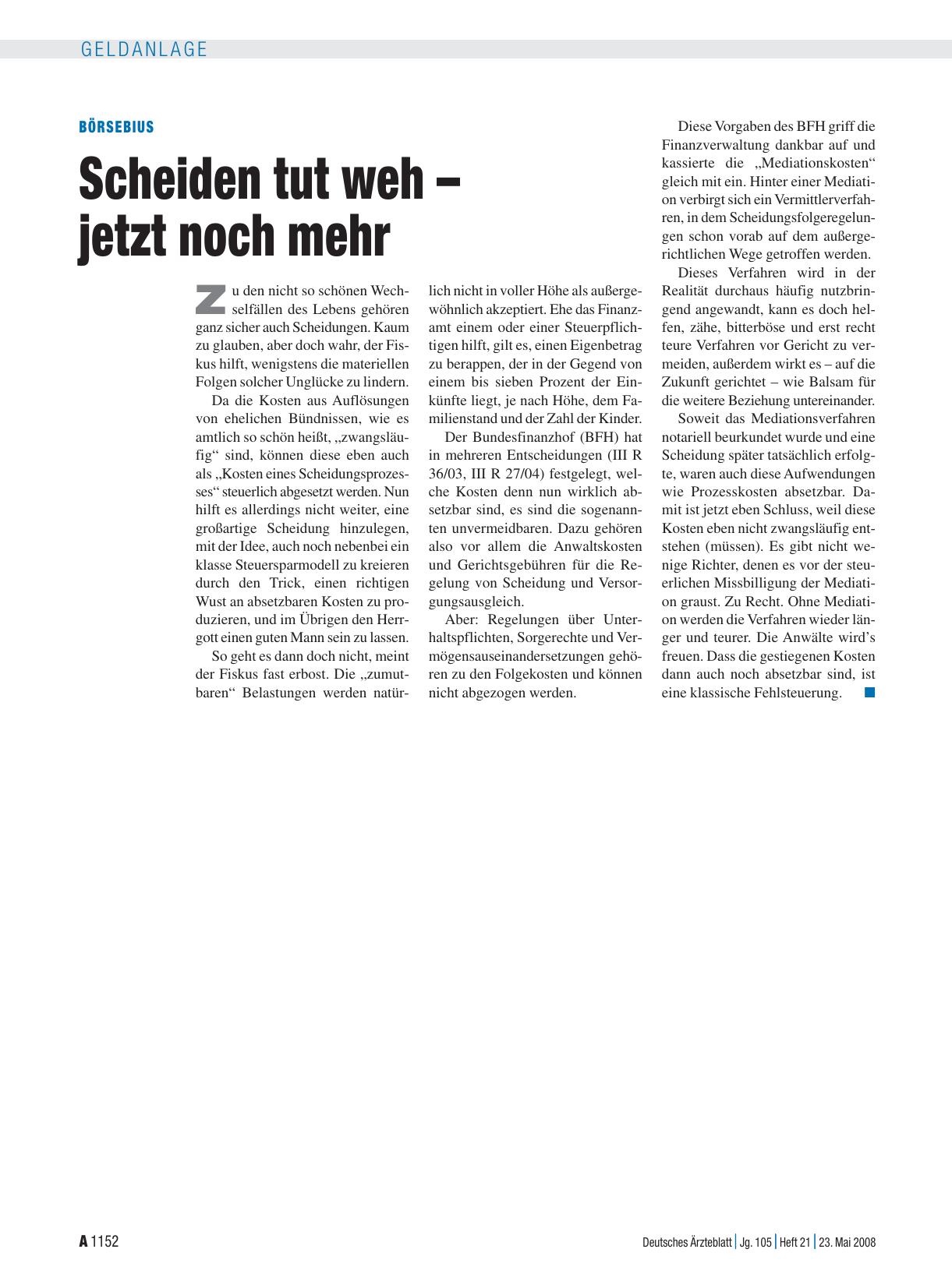 Vorschauseite 1: Börsebius: Scheiden tut weh – jetzt noch mehr