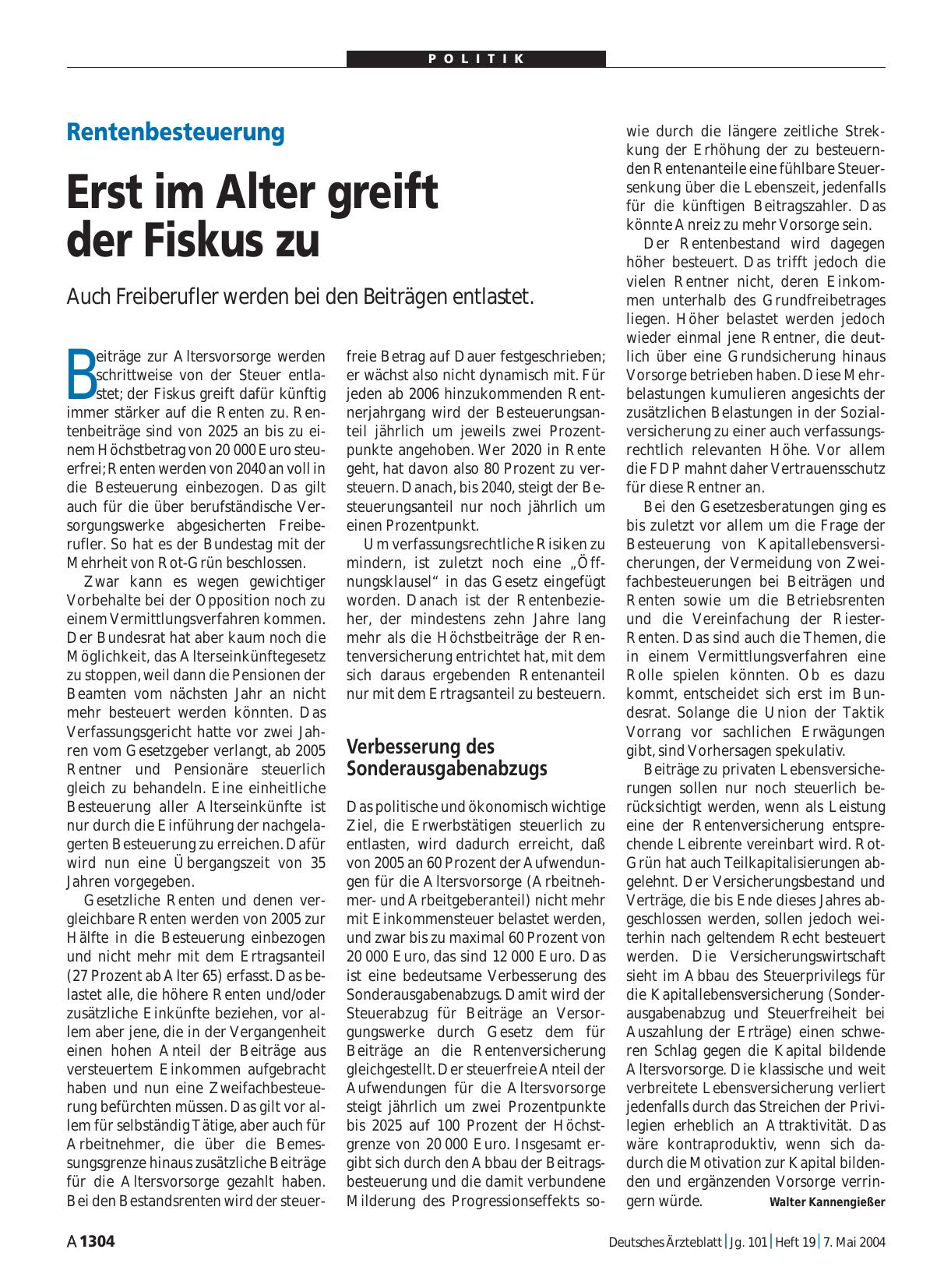 Vorschauseite 1: Rentenbesteuerung: Erst im Alter greift der Fiskus zu