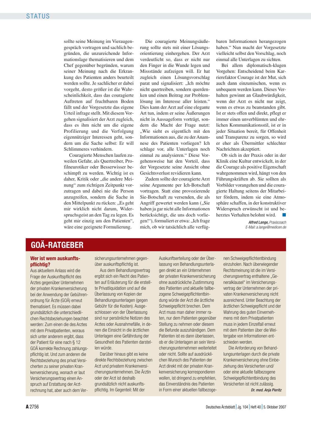 Vorschauseite 1: Wer ist wem auskunftspflichtig?