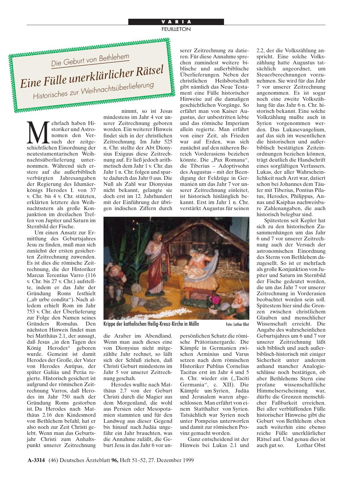 Vorschauseite 1: Die Geburt von Bethlehem - Eine Fülle unerklärlicher Rätsel: Historisches zur Weihnachtsüberlieferung