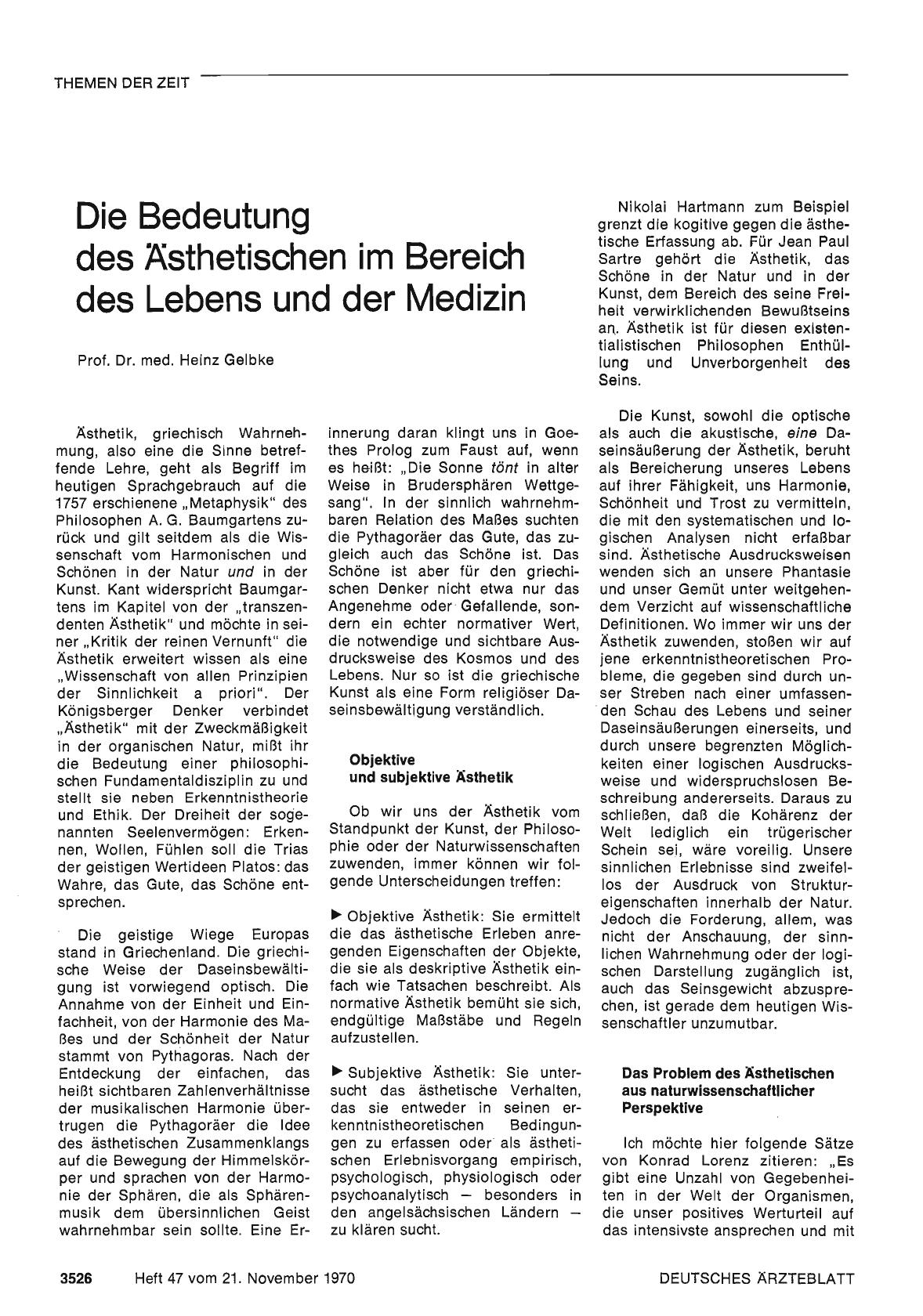 Vorschauseite 1: Die Bedeutung des Ästhetischen im Bereich des Lebens und der Medizin