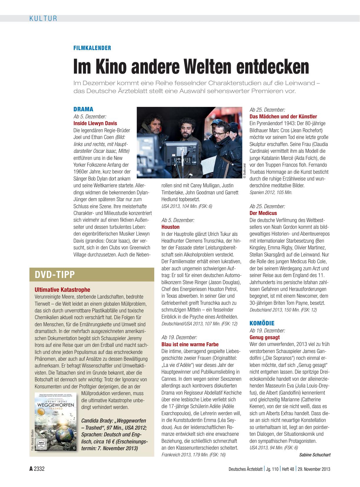 Vorschauseite 1: Filmkalender: Im Kino andere Welten entdecken