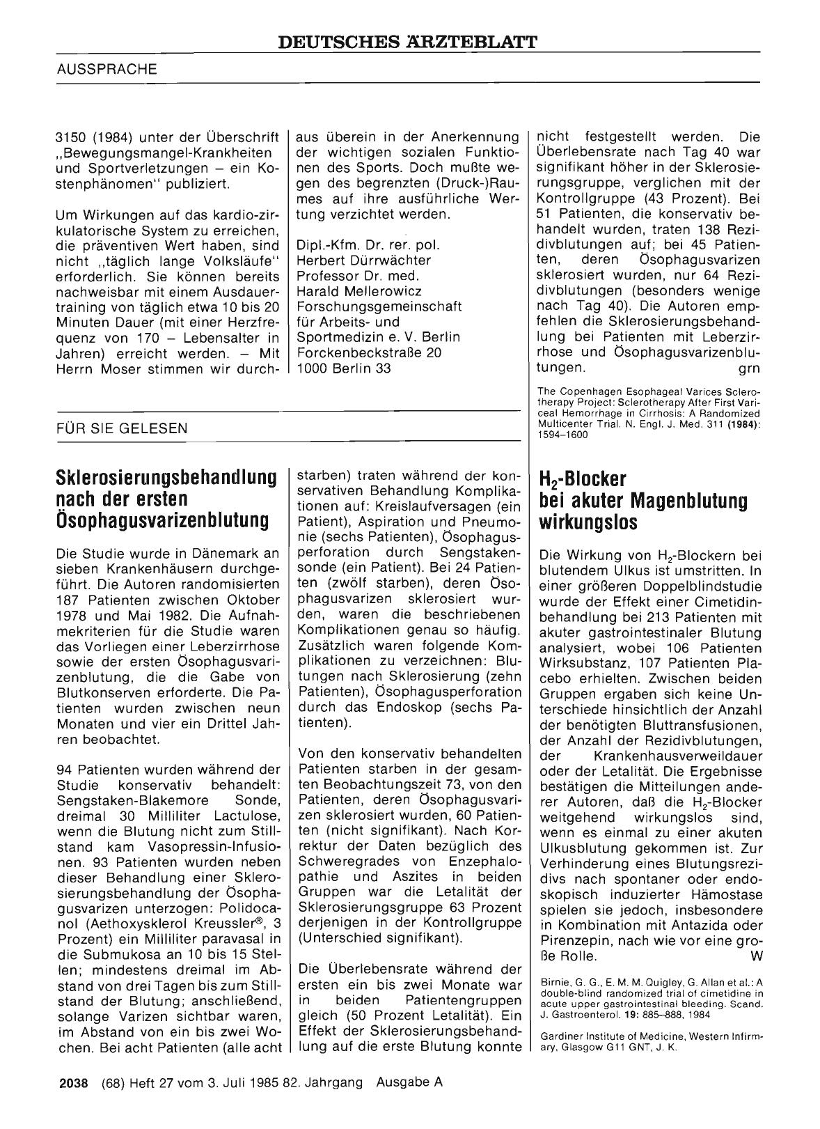 Vorschauseite 1: H2-Blocker bei akuter Magenblutung wirkungslos