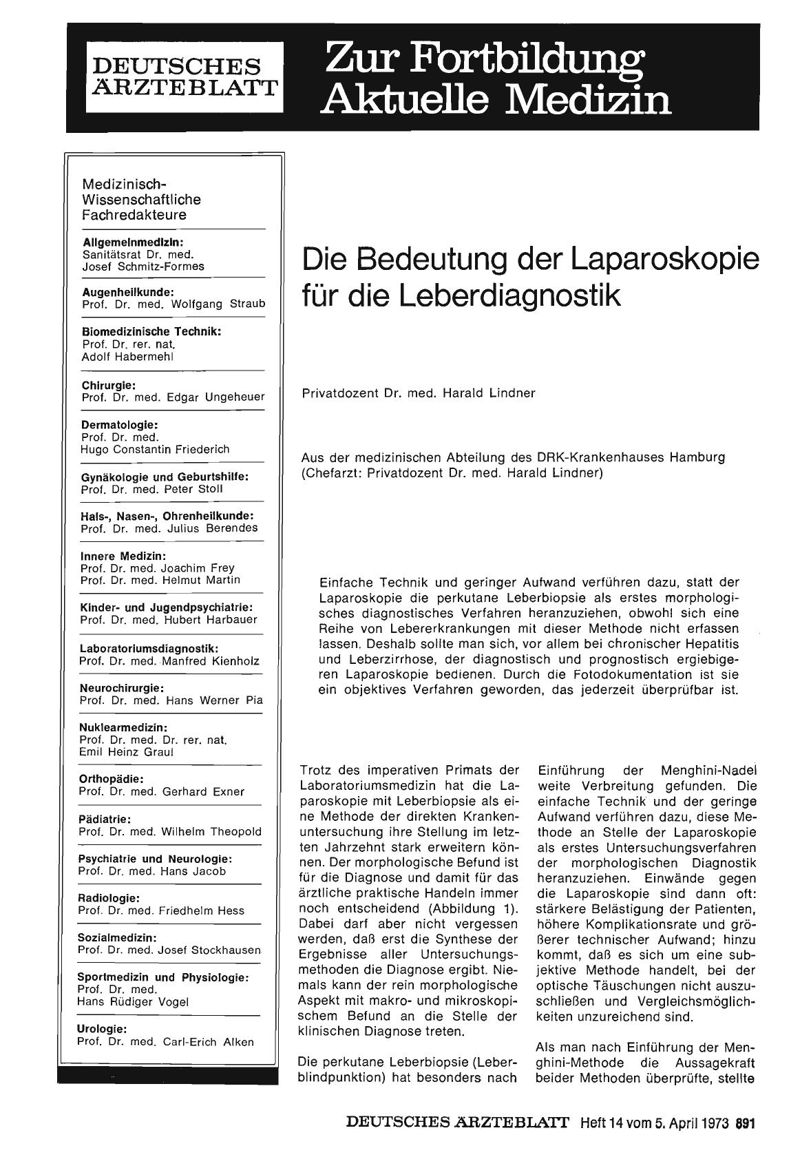 Vorschauseite 1: Die Bedeutung der Laparoskopie für die Leberdiagnostik