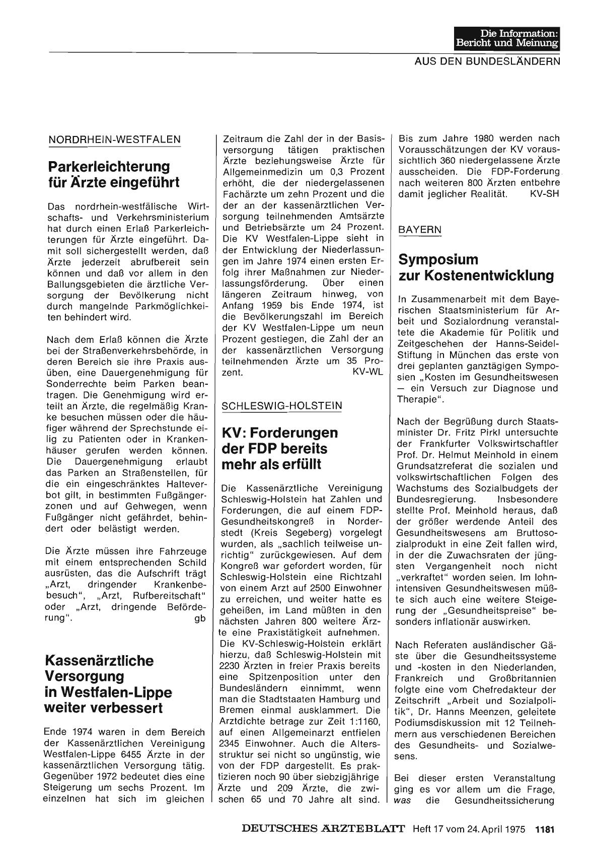 Vorschauseite 1: Nordrhein-Westfalen: Kassenärztliche Versorgung in Westfalen-Lippe weiter verbessert