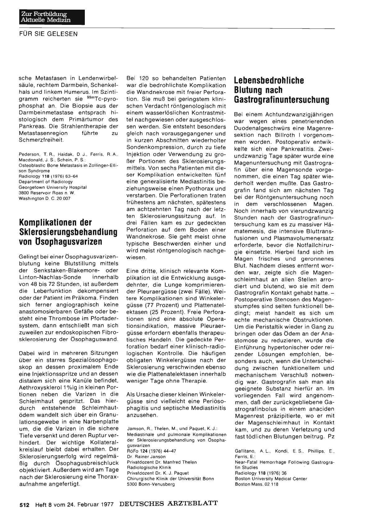 Vorschauseite 1: Lebensbedrohliche Blutung nach Gastrografinuntersuchung