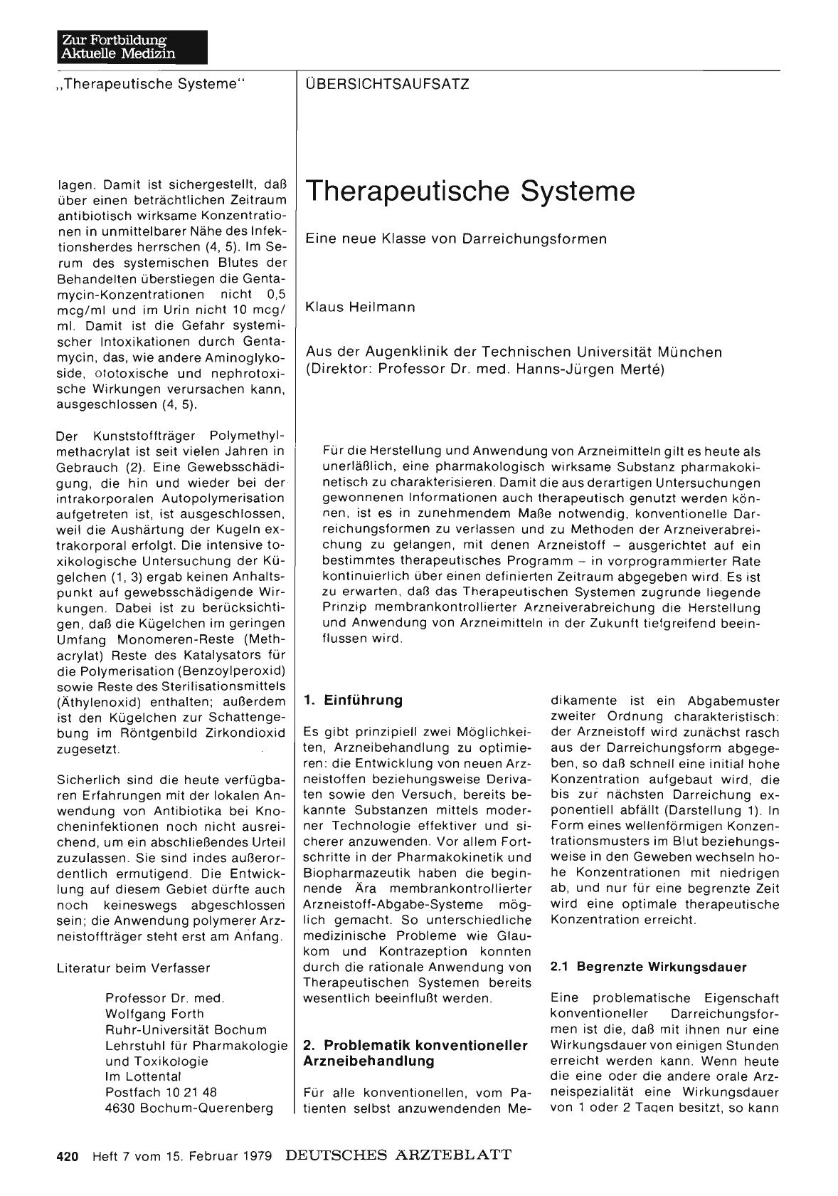 Vorschauseite 1: Therapeutische Systeme: Eine neue Klasse von Darreichungsformen