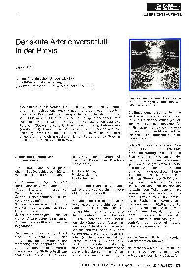 Vorschauseite 1: Der akute Arterienverschluß in der Praxis