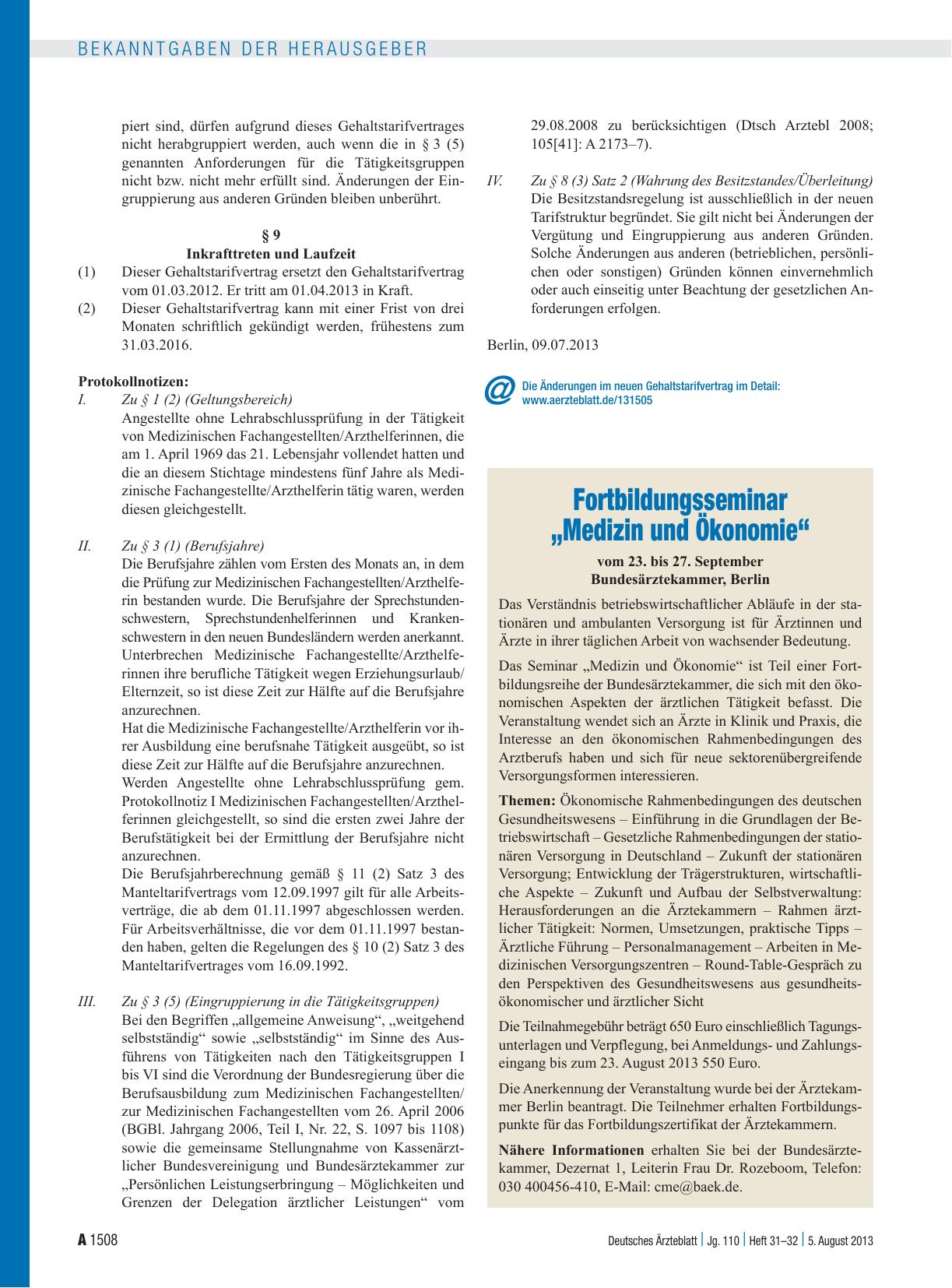 Vorschauseite 1: Fortbildungsseminar „Medizin und Ökonomie“