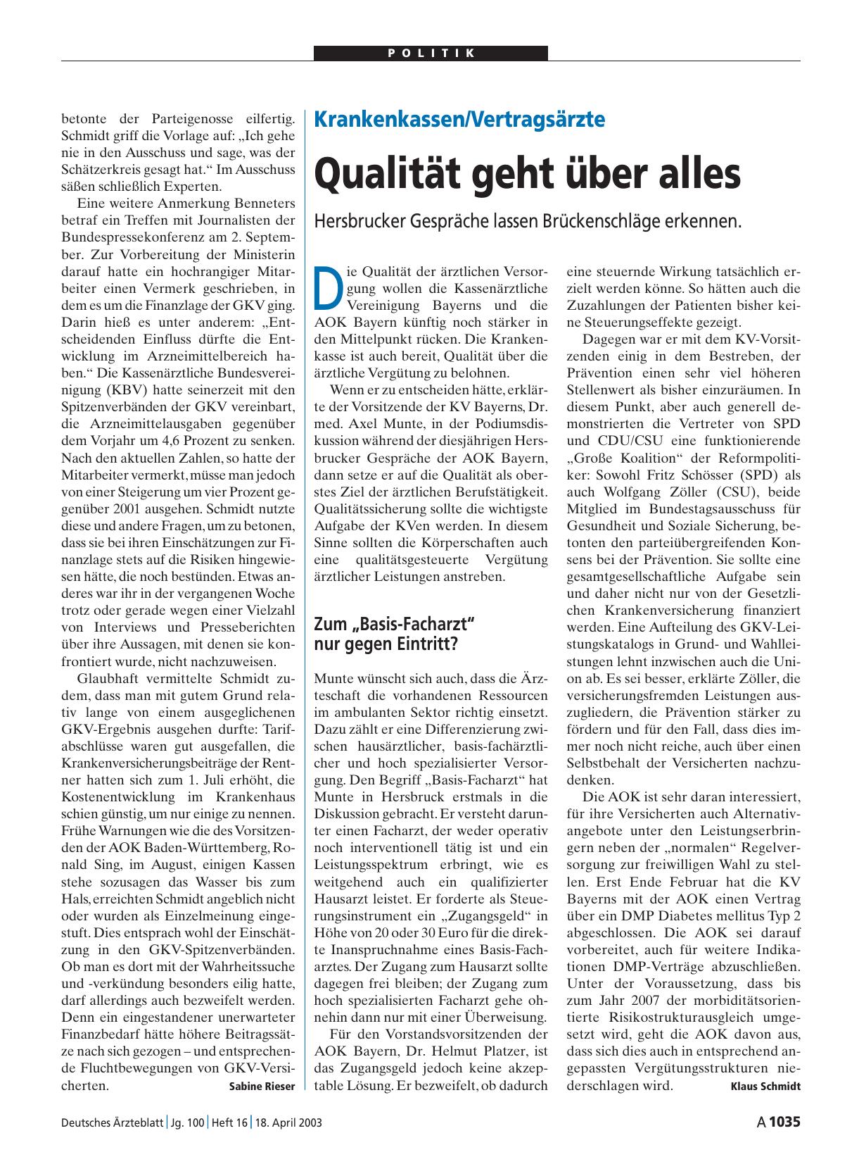 Vorschauseite 1: Krankenkassen/Vertragsärzte: Qualität geht über alles