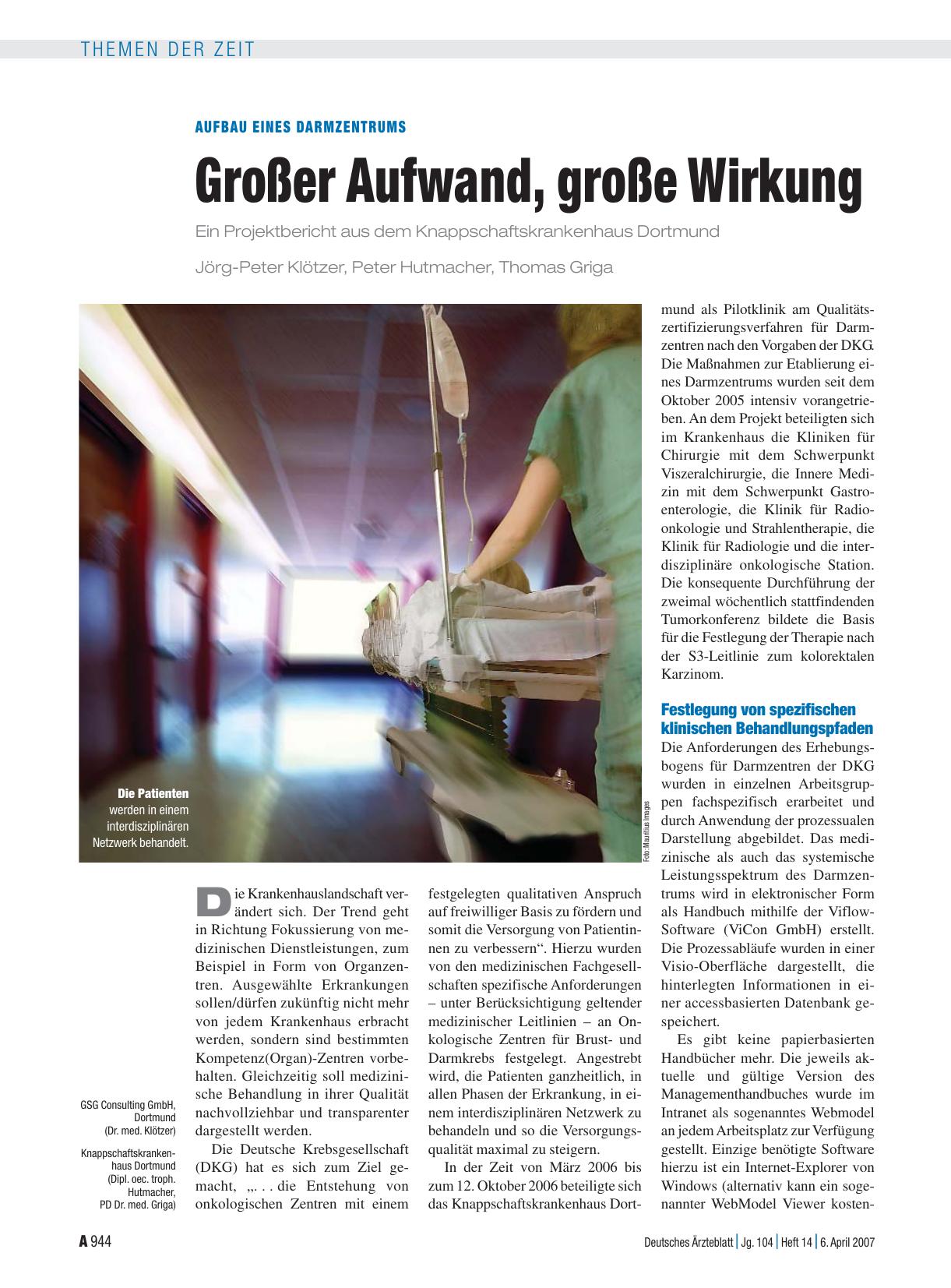 Vorschauseite 1: Aufbau eines Darmzentrums: Großer Aufwand, große Wirkung
