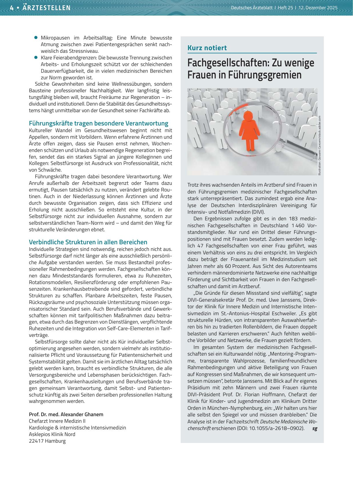 Vorschauseite 1: Fachgesellschaften: Zu wenige Frauen in Führungsgremien