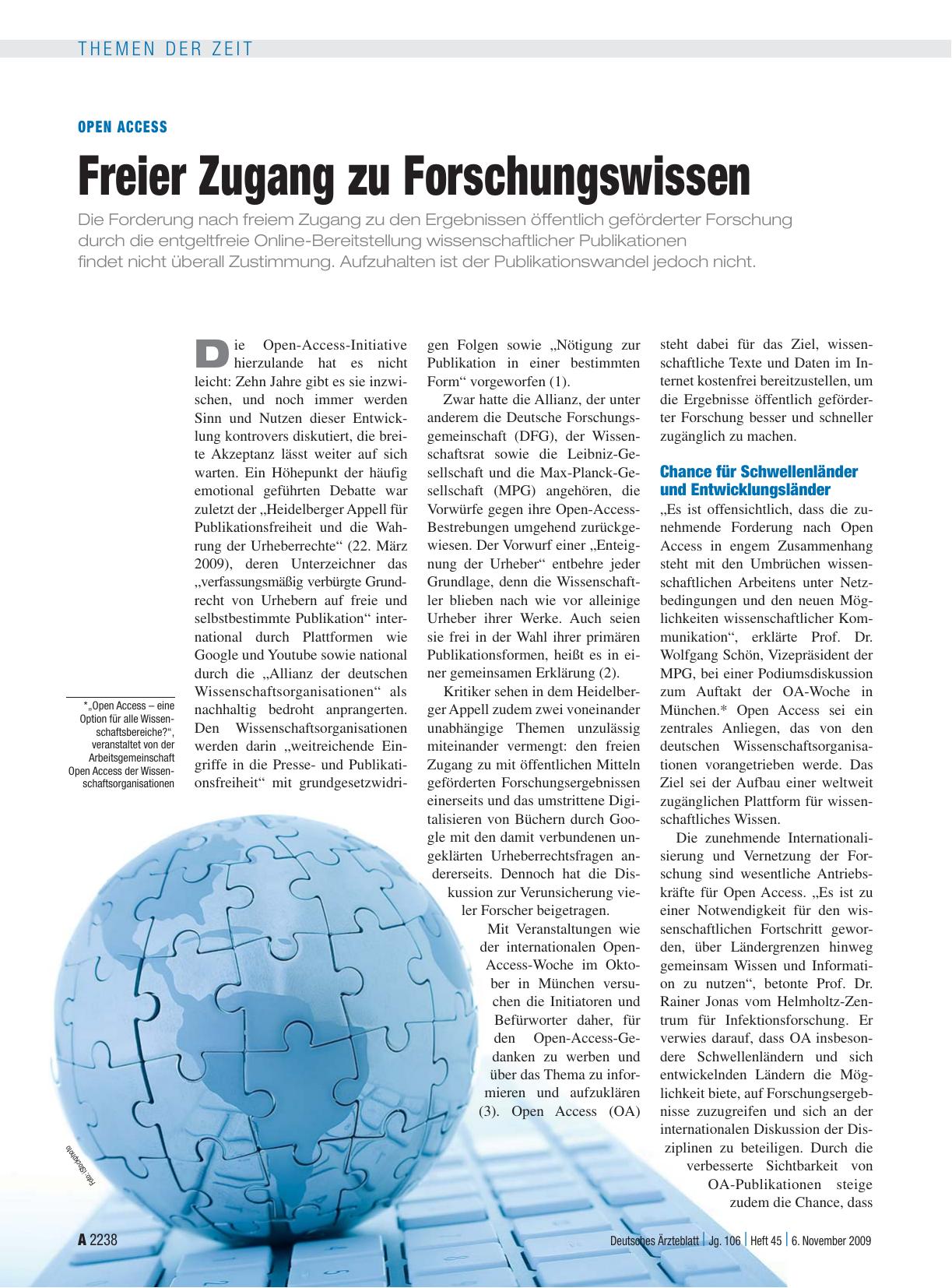 Vorschauseite 1: Open Access: Freier Zugang zu Forschungswissen