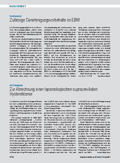 Vorschauseite 1: Rechtsreport: Zulässige Genehmigungsvorbehalte im EBM