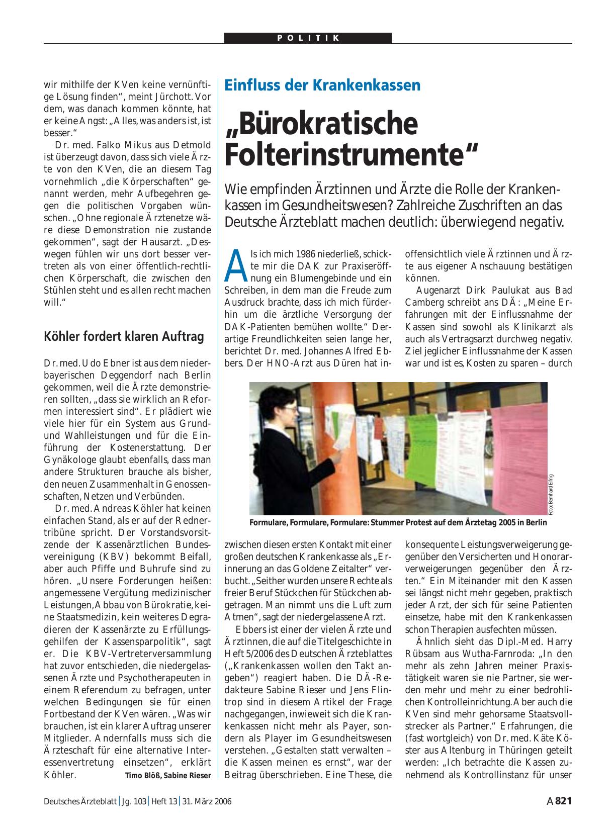 Vorschauseite 1: Einfluss der Krankenkassen: „Bürokratische Folterinstrumente“