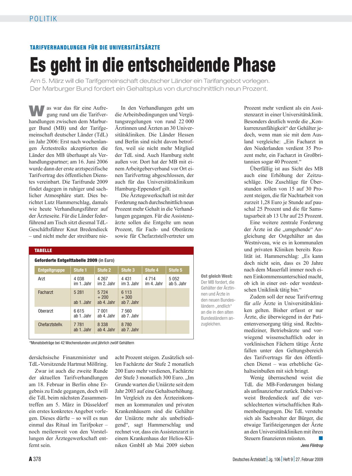 Vorschauseite 1: Tarifverhandlungen für die Universitätsärzte: Es geht in die entscheidende Phase