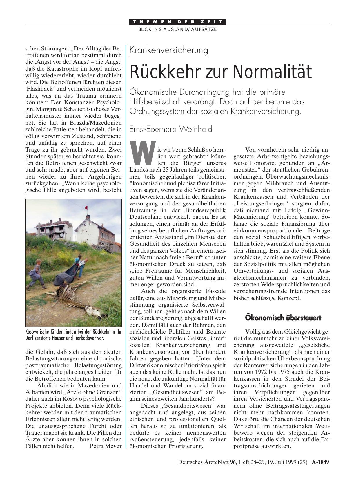 Vorschauseite 1: Krankenversicherung: Rückkehr zur Normalität