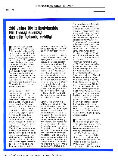 Vorschauseite 1: 200 Jahre Digitalisglykoside: Ein Therapieprinzip, das alle Rekorde schlägt