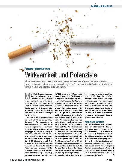 Vorschauseite 1: Ärztliche Tabakentwöhnung: Wirksamkeit und Potenziale