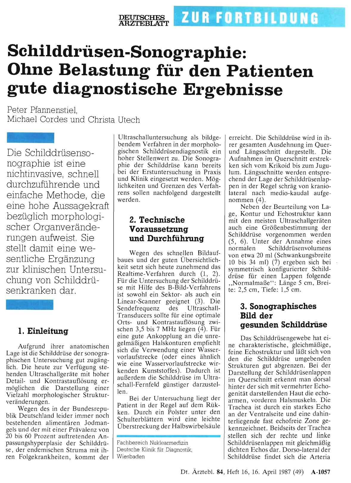 Vorschauseite 1: Schilddrüsen-Sonographie: Ohne Belastung für den Patienten gute diagnostische Ergebnisse