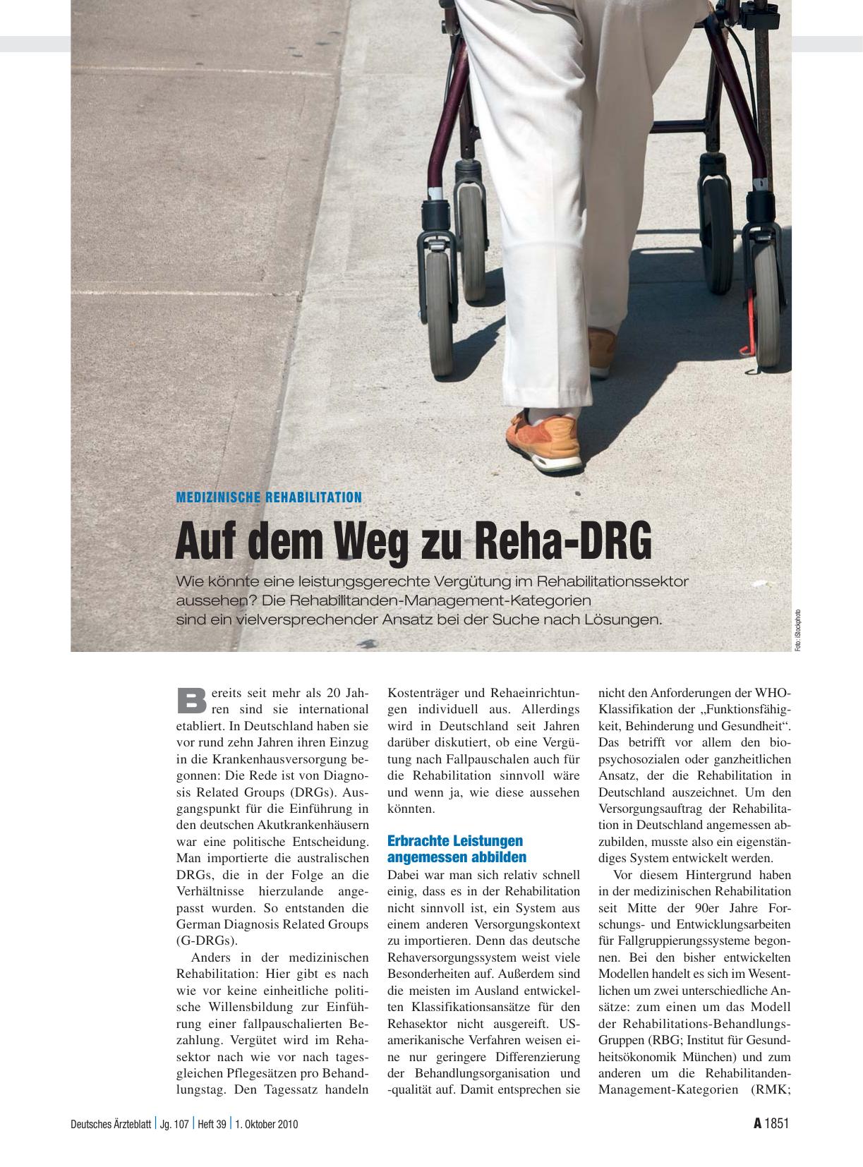 Vorschauseite 1: Medizinische Rehabilitation: Auf dem Weg zu Reha-DRG