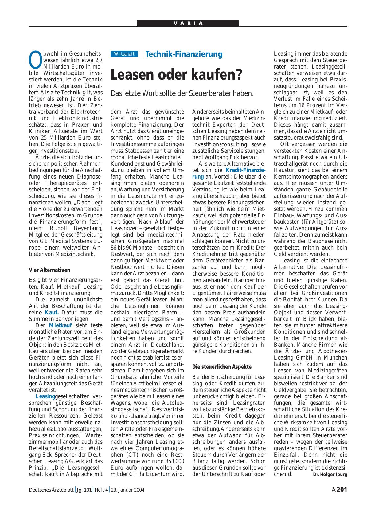 Vorschauseite 1: Technik-Finanzierung: Leasen oder kaufen?