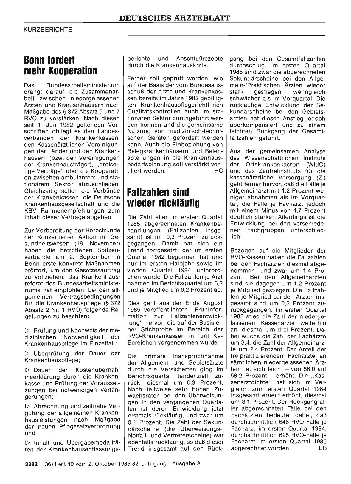 Vorschauseite 1: Fallzahlen sind wieder rückläufig
