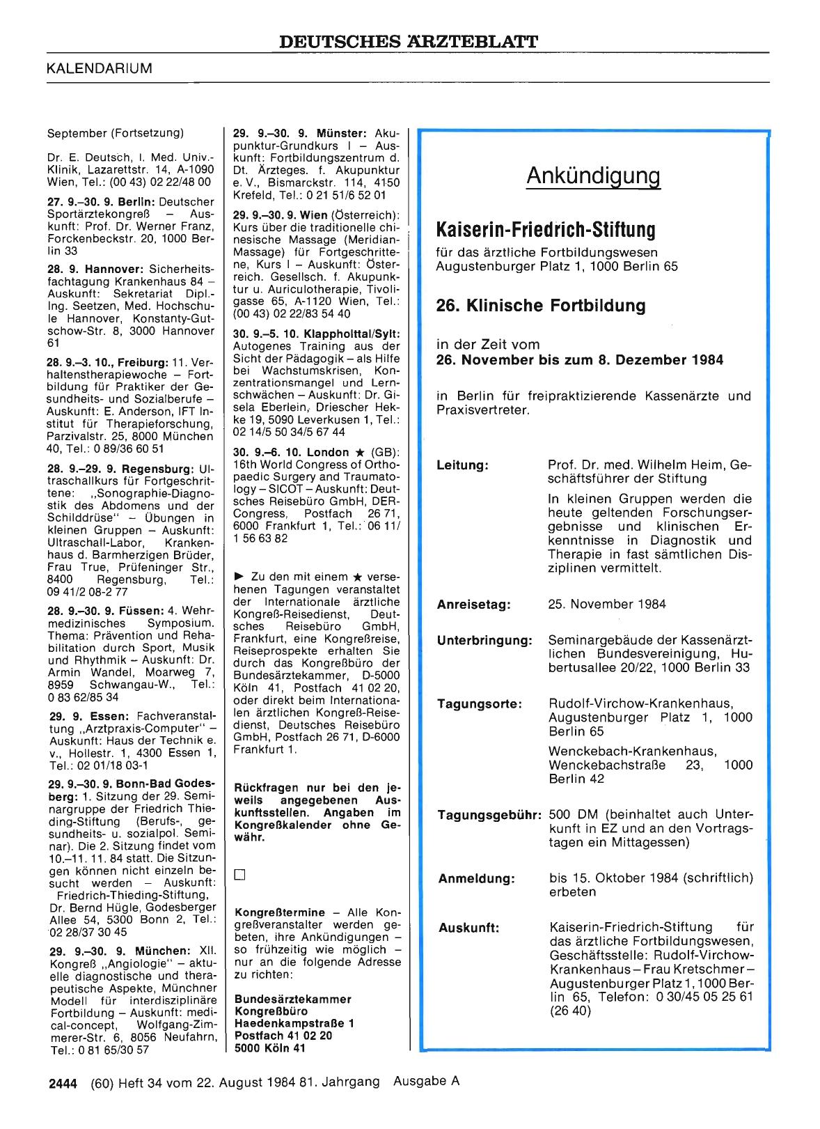 Vorschauseite 1: Kaiserin-Friedrich-Stiftung für das ärztliche Fortbildungswesen