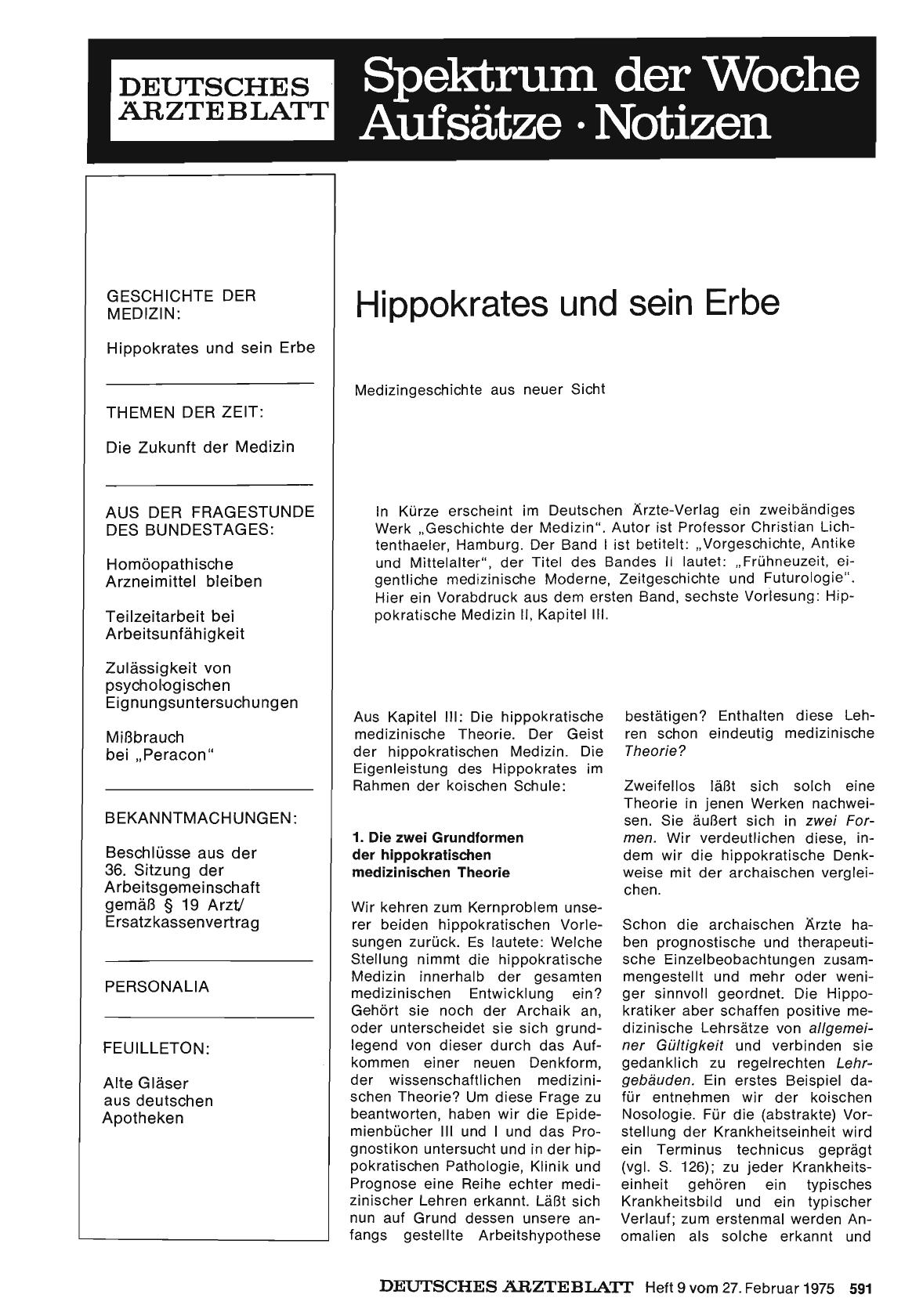 Vorschauseite 1: Hippokrates und sein Erbe