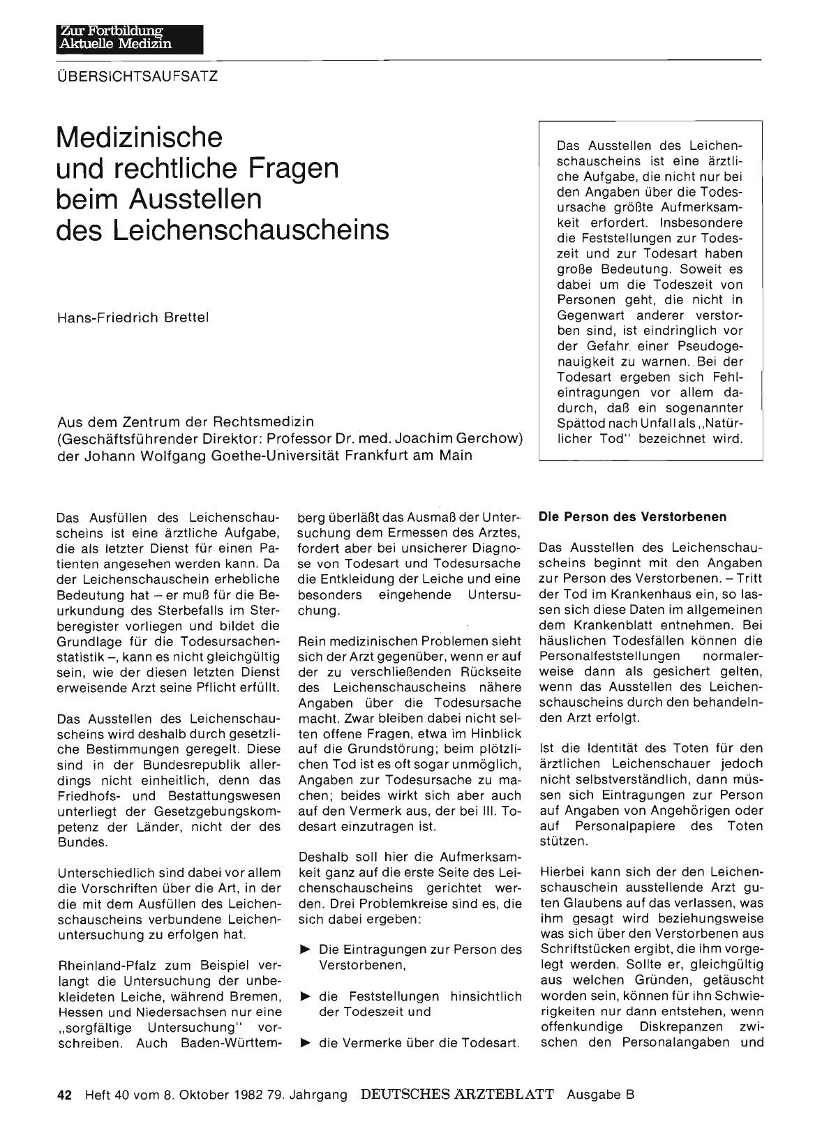 Vorschauseite 1: Medizinische und rechtliche Fragen beim Ausstellen des Leichenschauscheins