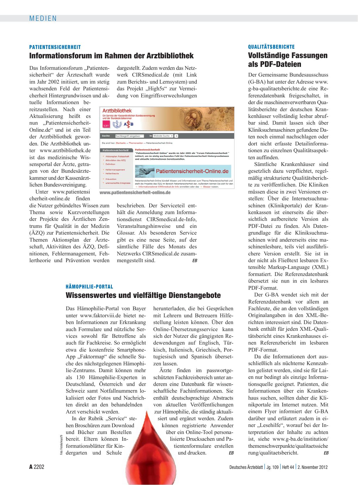 Vorschauseite 1: Qualitätsberichte: Vollständige Fassungen als PDF-Dateien