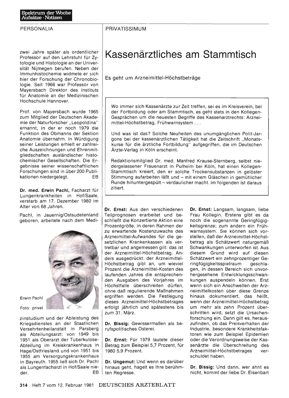 Vorschauseite 1: Privatissimum: Kassenärztliches am Stammtisch