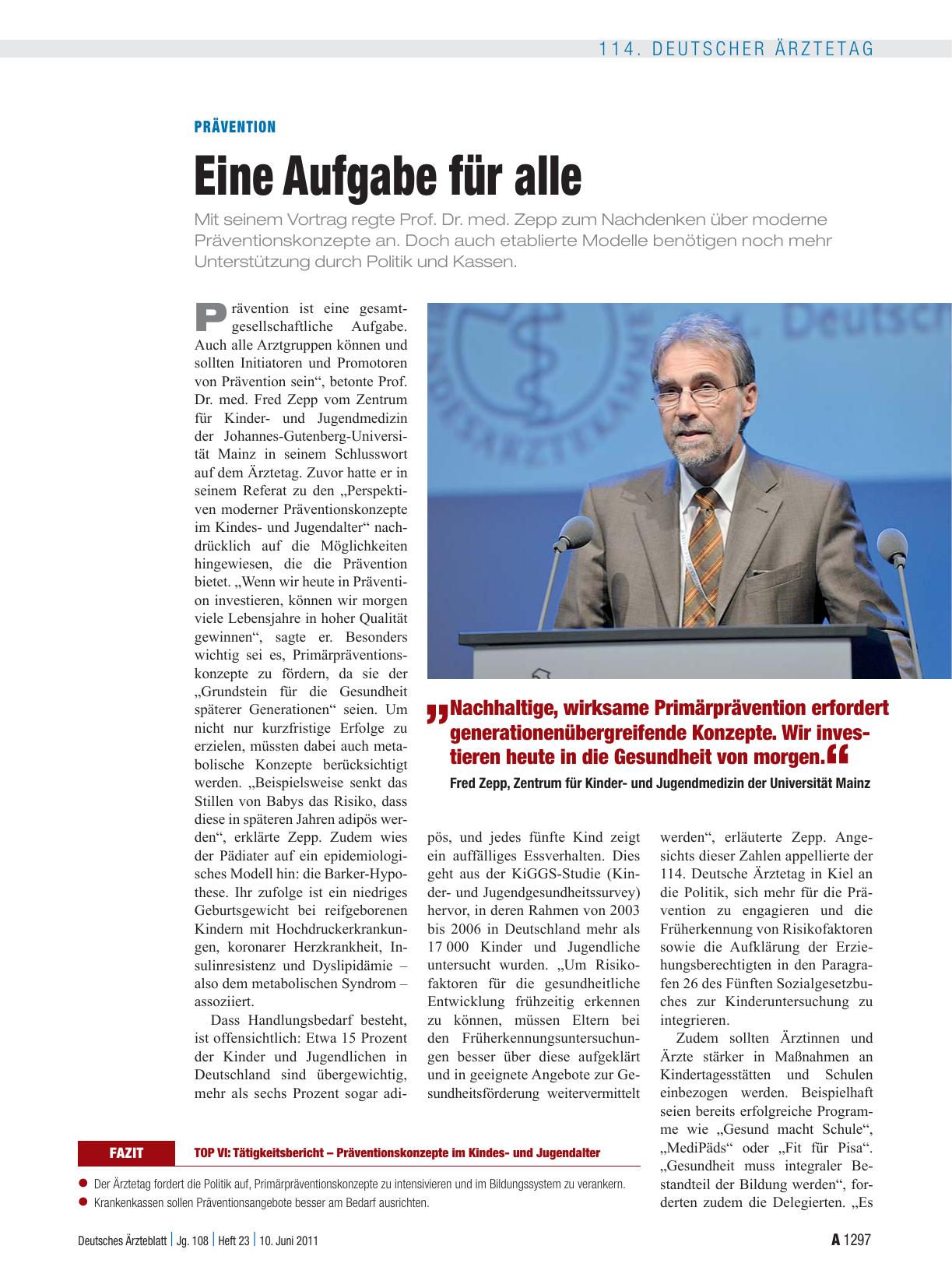 Vorschauseite 1: Prävention: Eine Aufgabe für alle