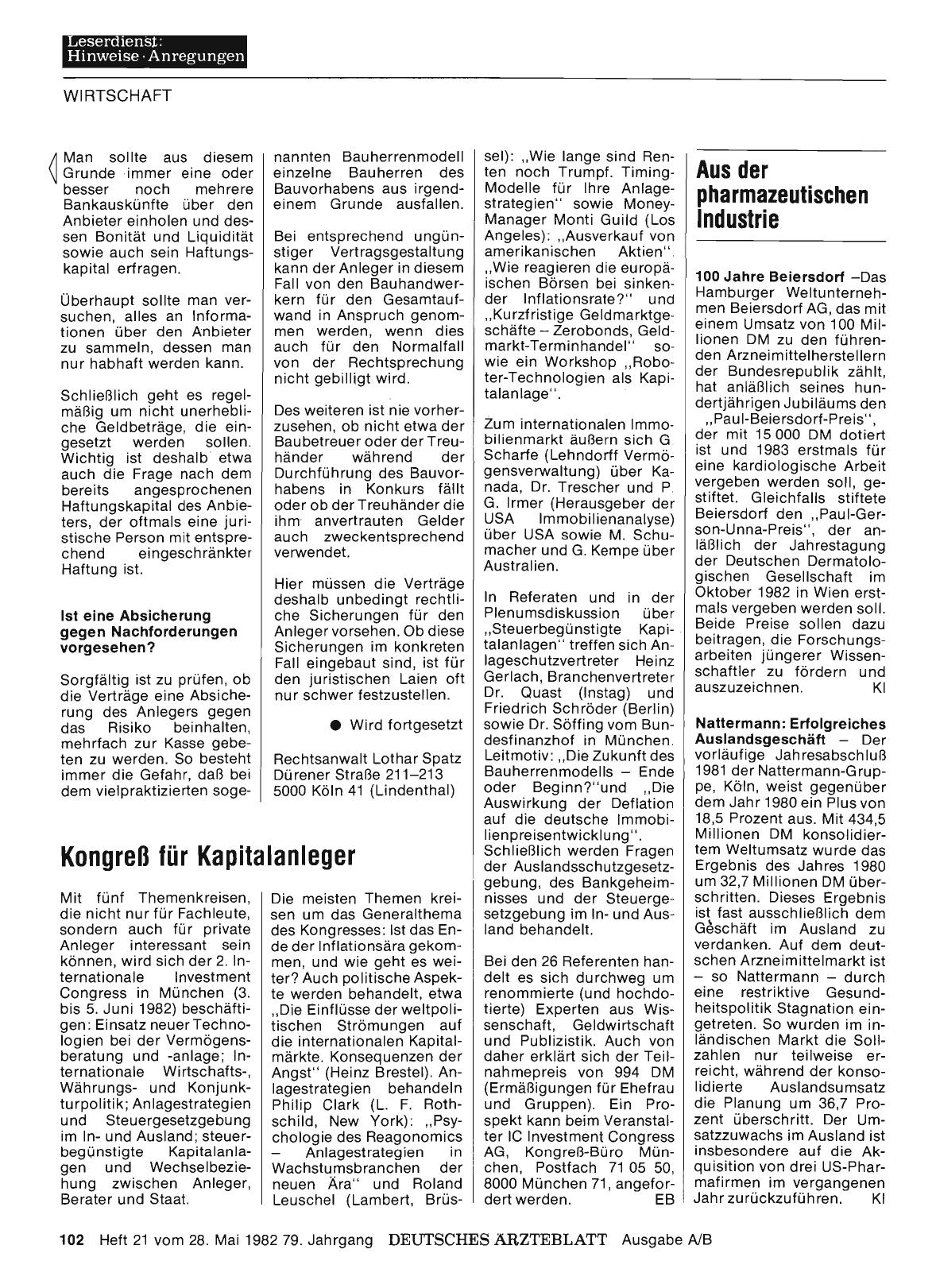 Vorschauseite 1: Kongreß für Kapitalanleger