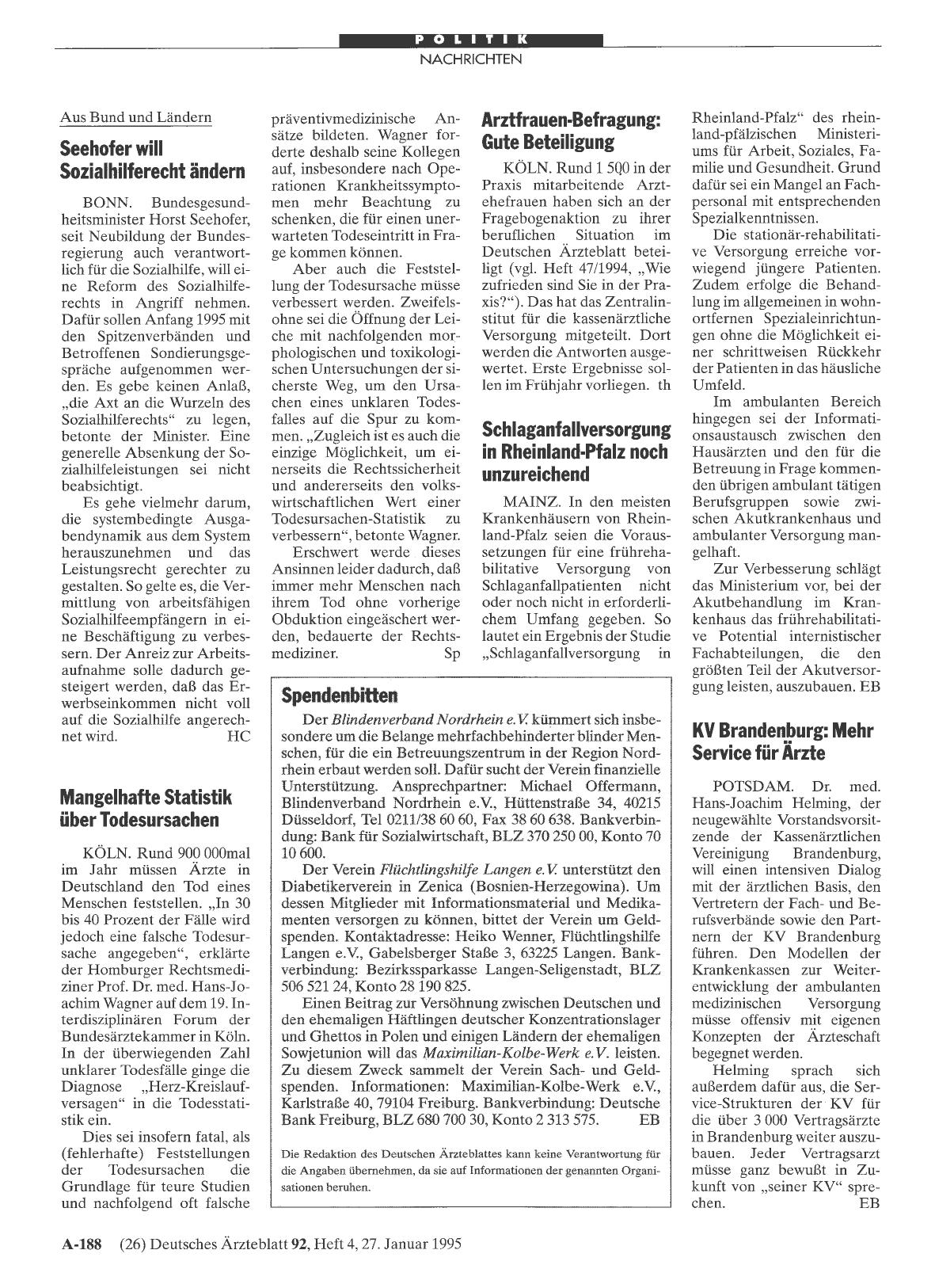 Vorschauseite 1: Arztfrauen-Befragung: Gute Beteiligung