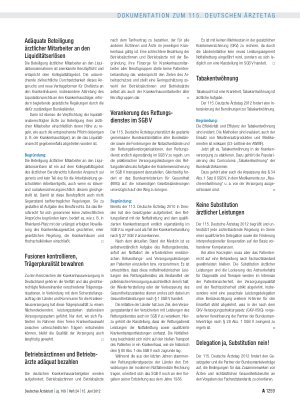 Vorschauseite 2: Entschliessungen zum Tagesordnungspunkt VI (Fortsetzung aus DÄ, Heft 22 – 23/2012): Tätigkeitsbericht der Bundesärztekammer