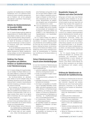 Vorschauseite 5: Entschliessungen zum Tagesordnungspunkt VI (Fortsetzung aus DÄ, Heft 22 – 23/2012): Tätigkeitsbericht der Bundesärztekammer