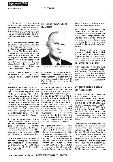 Vorschauseite 1: Dr. Oskar Korthauer 80 Jahre