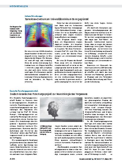 Vorschauseite 1: Deutsche Forschungsgemeinschaft: Deutsch-israelisches Forschungsprojekt zur Neurobiologie des Vergessens