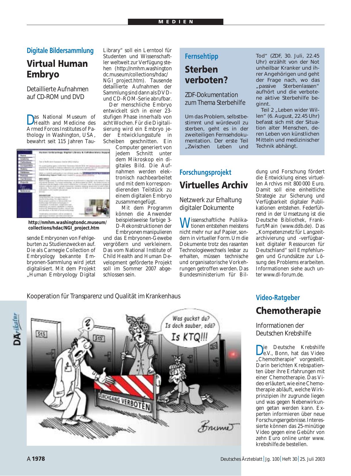 Vorschauseite 1: Digitale Bildersammlung: Virtual Human Embryo