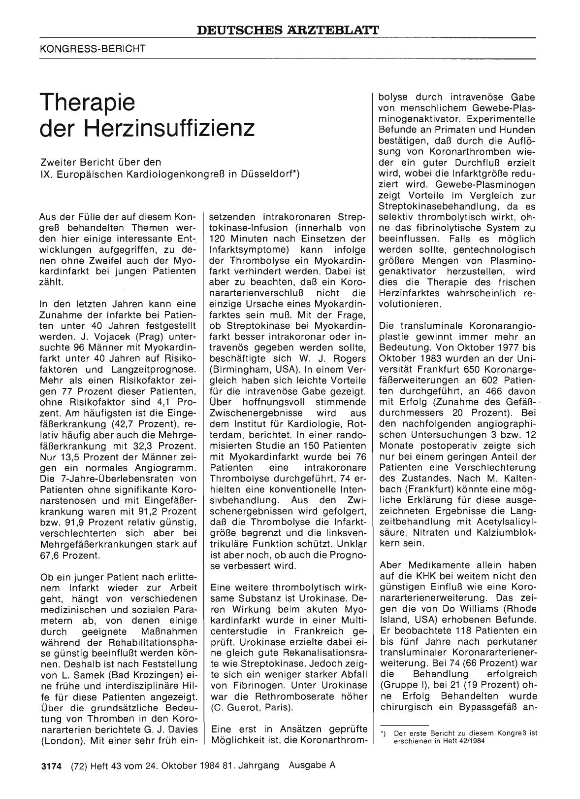 Vorschauseite 1: Therapie der Herzinsuffizienz: Zweiter Bericht über den IX. Europäischen Kardiologenkongreß in Düsseldorf