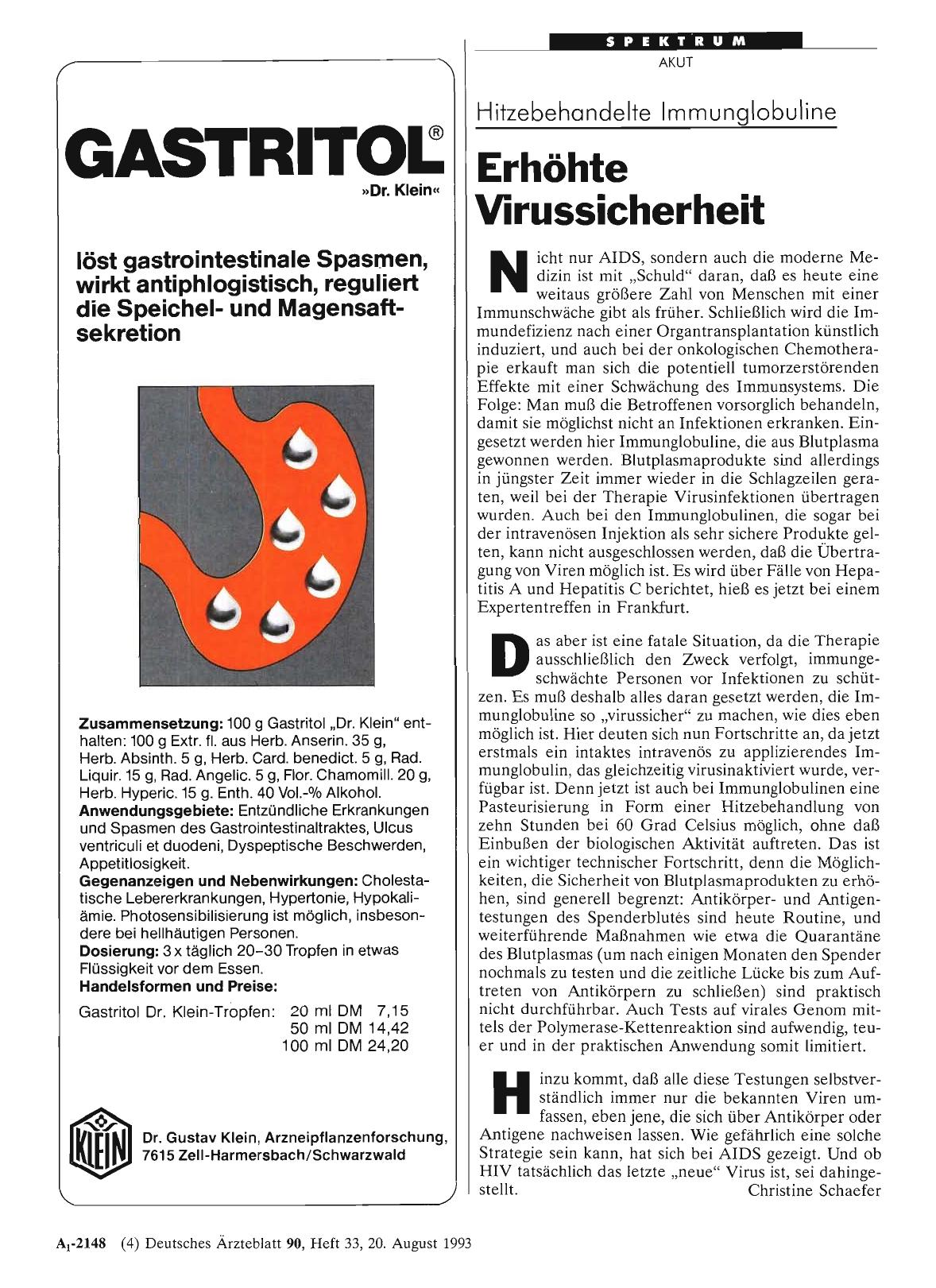 Vorschauseite 1: Hitzebehandelte Immunglobuline: Erhöhte Virussicherheit