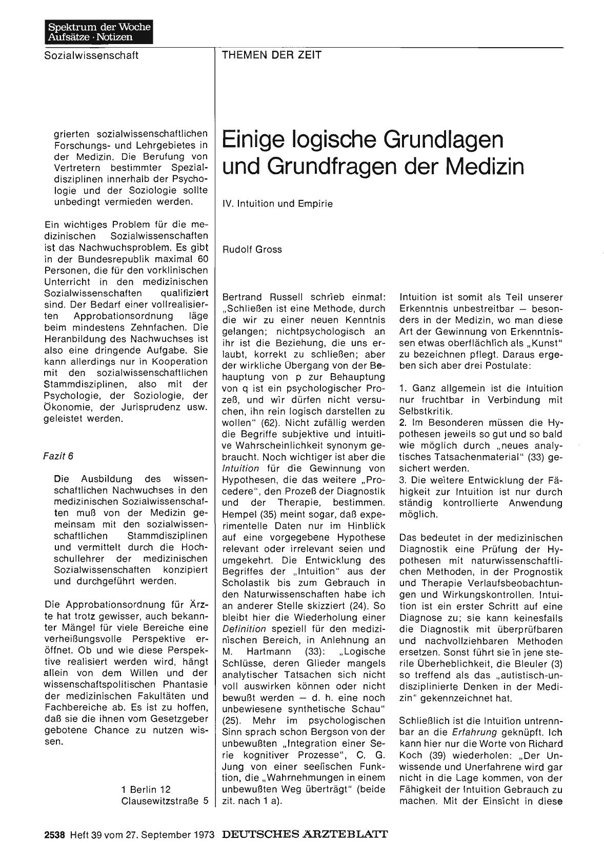 Vorschauseite 1: Einige logische Grundlagen und Grundfragen der Medizin