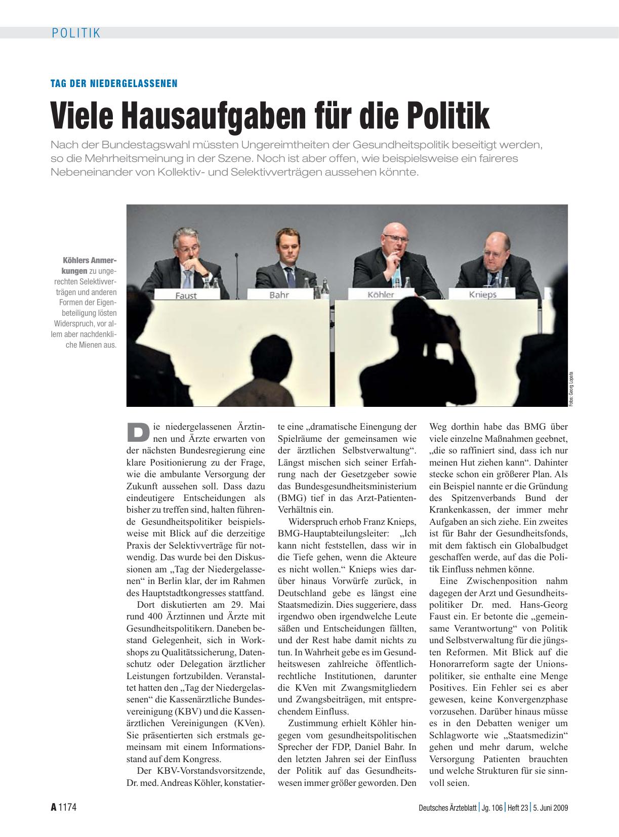 Vorschauseite 1: Tag der Niedergelassenen: Viele Hausaufgaben für die Politik