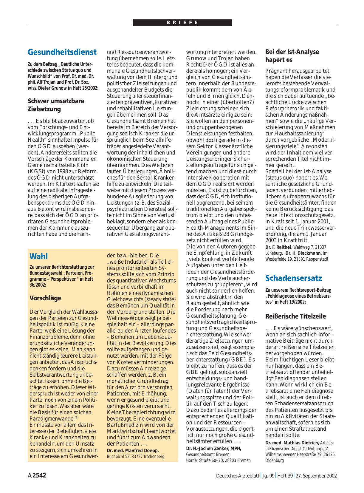 Vorschauseite 1: Wahl: Vorschläge