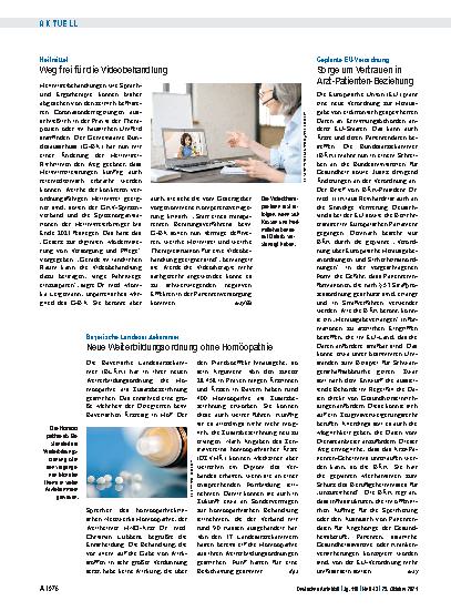 Vorschauseite 1: Geplante EU-Verordnung: Sorge um Vertrauen in Arzt-Patienten-Beziehung