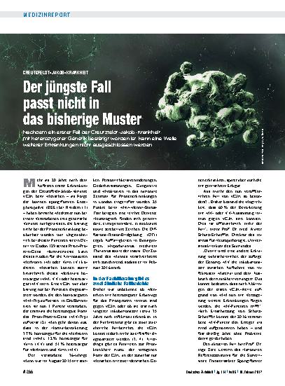 Vorschauseite 1: Creutzfeldt-Jakob-Krankheit: Der jüngste Fall passt nicht in das bisherige Muster