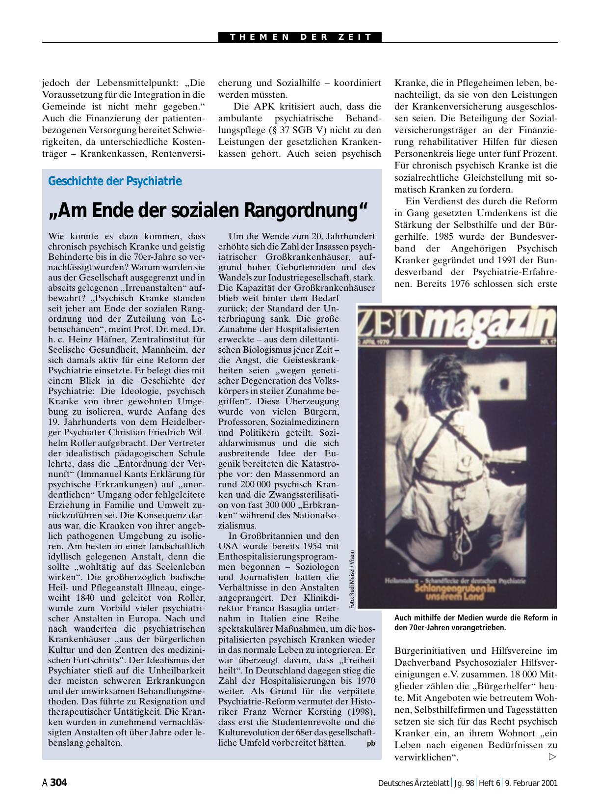 Vorschauseite 1: Geschichte der Psychiatrie: „Am Ende der sozialen Rangordnung“