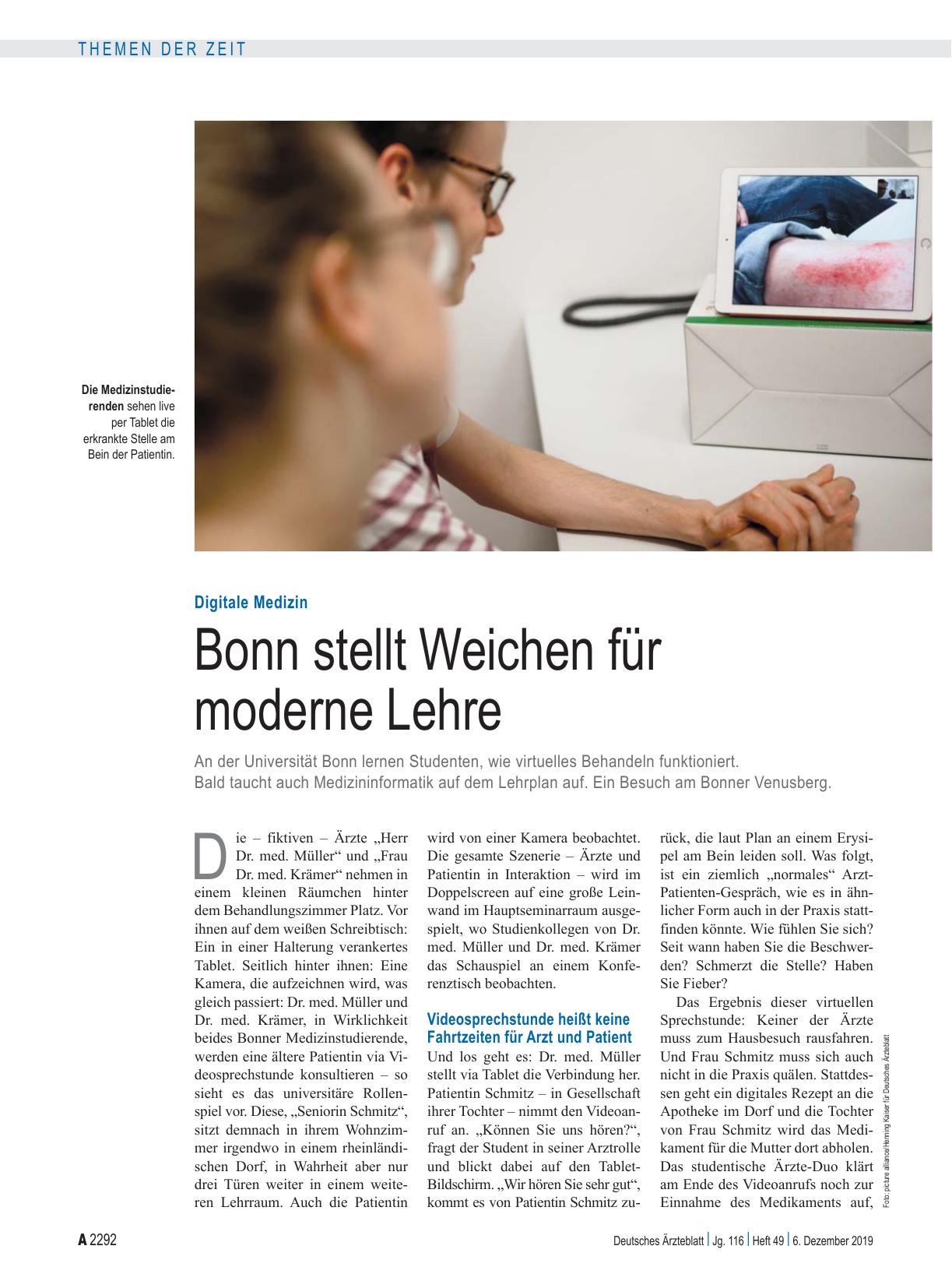Vorschauseite 1: Digitale Medizin: Bonn stellt Weichen für moderne Lehre